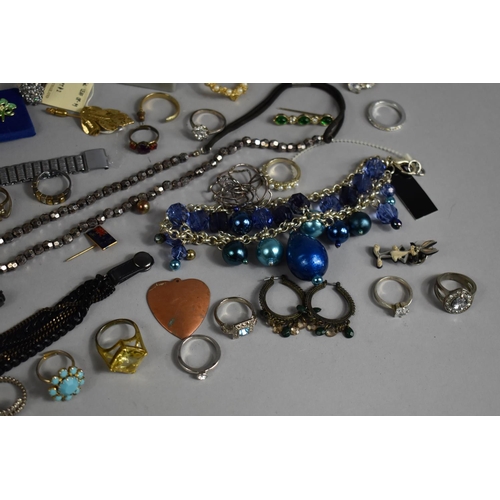 396 - A Collection of Various Costume Jewellery to comprise Leaf Pins, Necklaces, Various Silver Rings, Ea... 