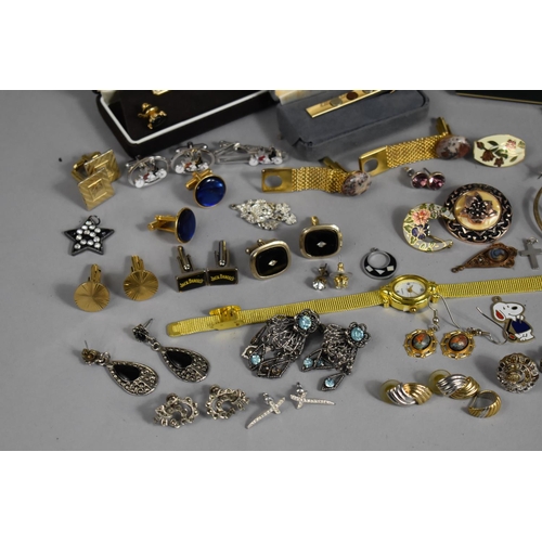 397 - A Collection of Various Costume Jewellery to comprise Necklaces, Wrist Watch, Cufflinks, Boxed Tie C... 