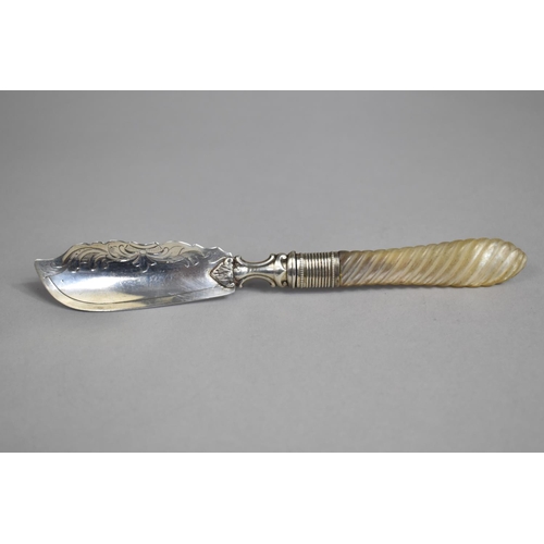 399 - A Silver Bladed Knife For Butter Curls with Decorated Blade and Mother of Pearl Handle, Sheffield Ha... 