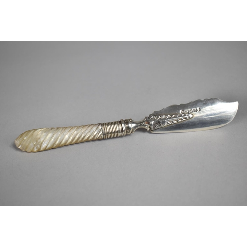 399 - A Silver Bladed Knife For Butter Curls with Decorated Blade and Mother of Pearl Handle, Sheffield Ha... 