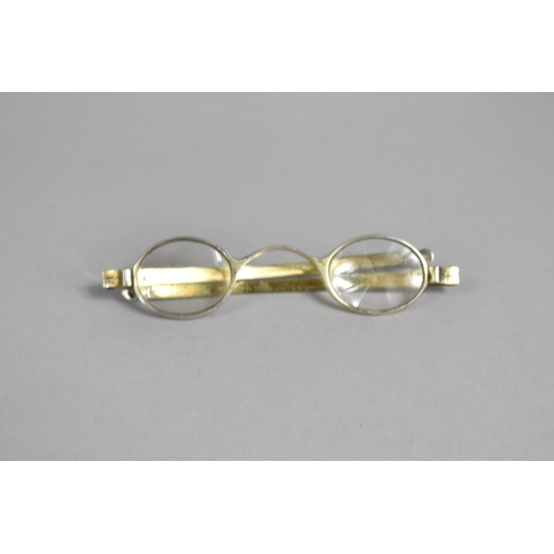 409 - A Pair of Silver Spectacles with Crystal Lenses, Hallmark for Birmingham by R.M, Re-worked 1820-24