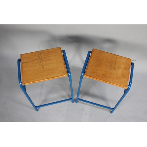 416 - Two Stacking Stools with Metal Frames and Square Wooden Tops