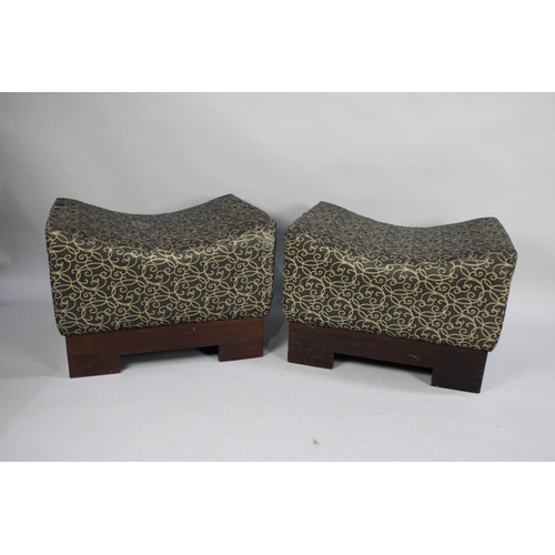 427 - A Pair of Upholstered Stools of Curved Cube Form, 55cms Wide