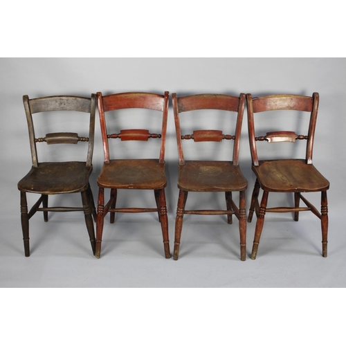 435 - A Set of Four Late 19th/20th Century Bar Back Dining Chairs with Turned Supports