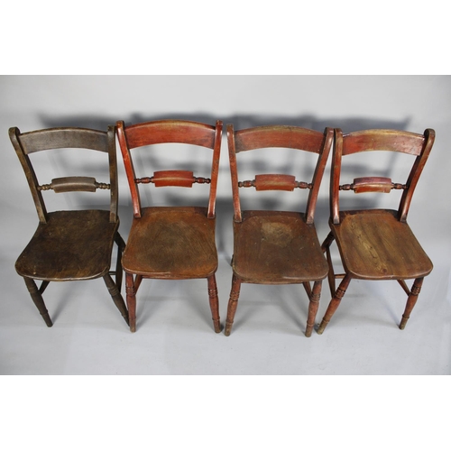 435 - A Set of Four Late 19th/20th Century Bar Back Dining Chairs with Turned Supports