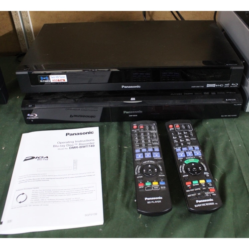 447 - A Panasonic DMR-BWT740 Freeview Box and Blu-ray Disc Recorder, With Instruction Manual and Remote, T... 