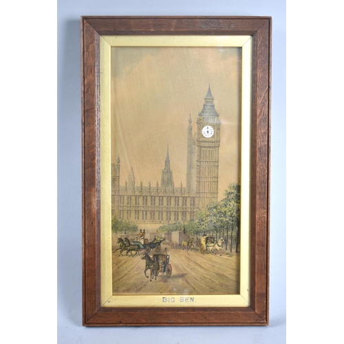 45 - An Edwardian Easel Back 'Big Ben' Picture Clock Depicting houses of Parliament and Carriages on the ... 