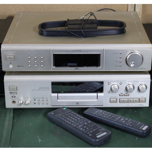 453 - Two Sony Hi-Fi Units, D777ES Tuner and JA555ES Minidisc Deck, Both With Remotes and Powering and Fun... 