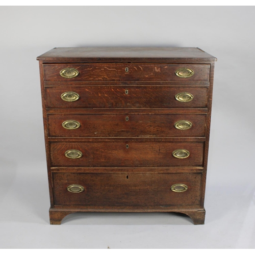 458 - A 19th Century Oak Secretaire Chest with Fitted Top Drawer and Three Graduated Drawers Under, Bracke... 