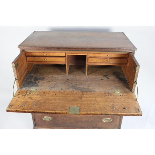 458 - A 19th Century Oak Secretaire Chest with Fitted Top Drawer and Three Graduated Drawers Under, Bracke... 