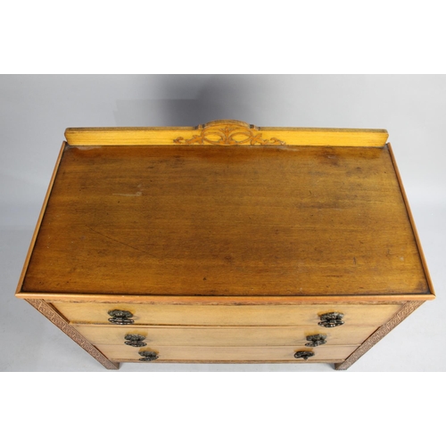 460 - A Mid 20th Century Galleried Chest of Three Graduated Long Drawers, Matches 461