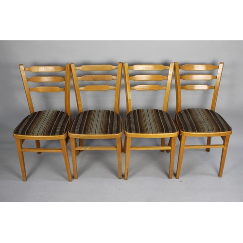 462 - A Set of Four Mid 20th Century Kitchen Ladderback Chairs