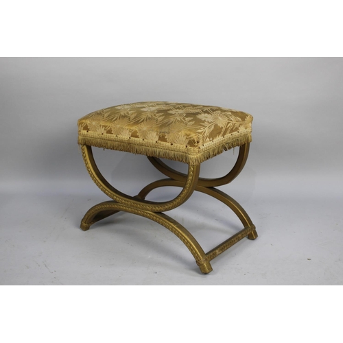 465 - A 1950s Gilt Painted X-Frame Stool, 47cms Wide