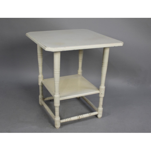 466 - An Edwardian White Painted Two Tier Table/Stand, 46cms Square