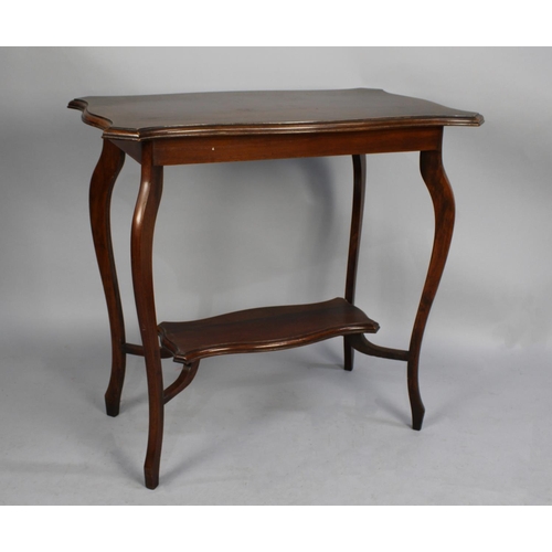 471 - An Edwardian Mahogany Shaped Rectangular Topped Occasional Table with Small Stretcher Shelf, 75cms W... 