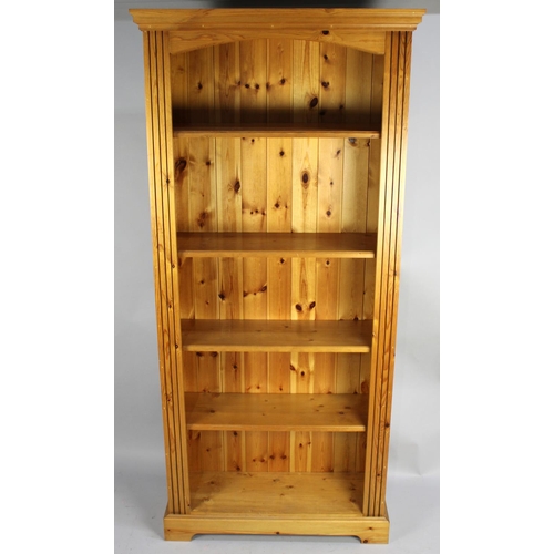 477 - A Modern Pine Four Shelf Open Bookcase, 86cms Wide and 188cms High