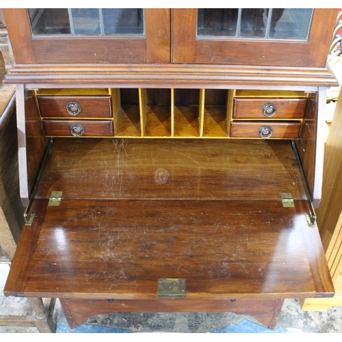 478 - A Mid 20th Century Bureau Bookcase with Pull Down Front to Fitted Interior over Three Long Drawers, ... 