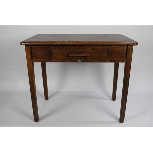 482 - A Vintage Oak Desk with Single Drawer by Abbess, 91cms Wide