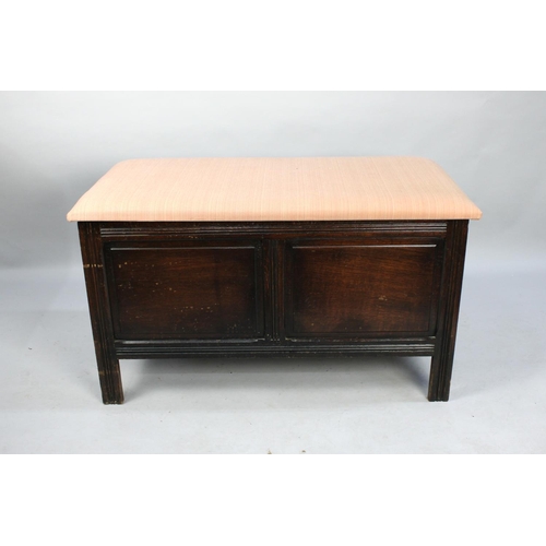 496 - A Mid 20th Century Lift Top Mahogany Coffer Chest with Upholstered Lid, 91cms Wide