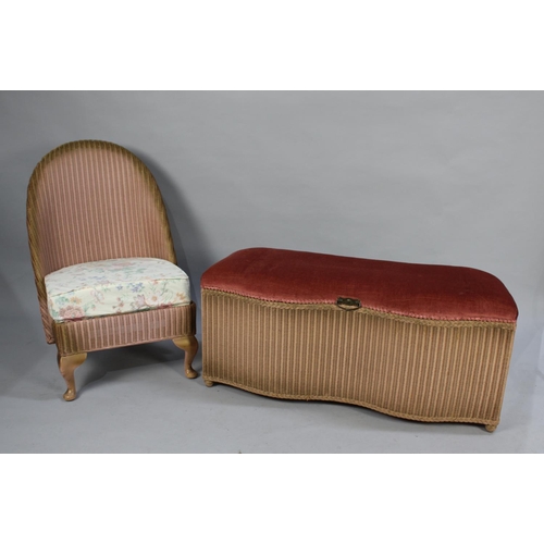 497 - A Pink Lloyd Loom Nursing Chair and a Serpentine Front Box Ottoman with Upholstered Lid