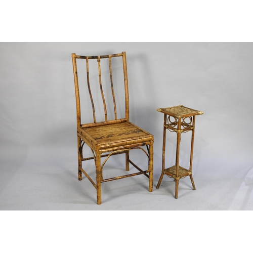 499 - A Bamboo Framed Side Chair and Small Vase Stand