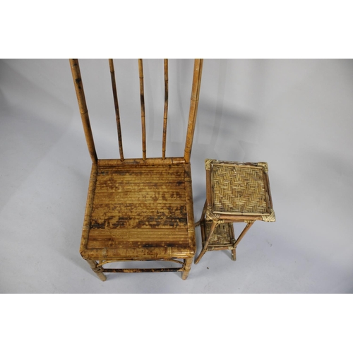 499 - A Bamboo Framed Side Chair and Small Vase Stand