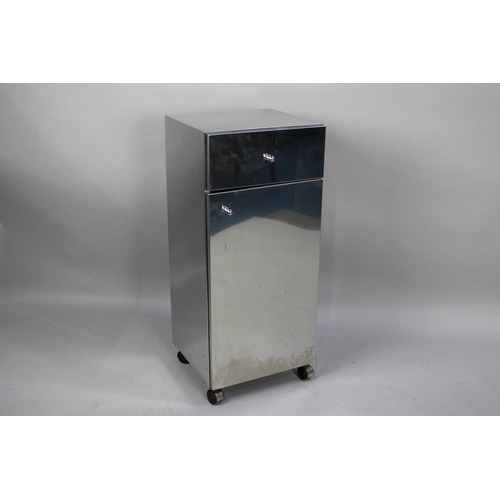 502 - A Modern Mirrored Bedside Cabinet, 32x35x80cms High