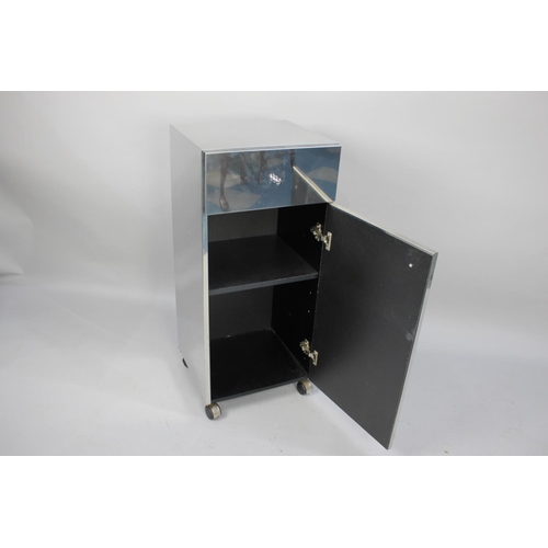 502 - A Modern Mirrored Bedside Cabinet, 32x35x80cms High