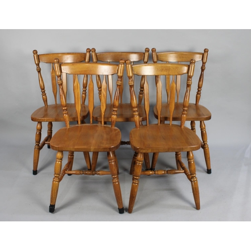 508 - A Set of Five Modern Spindle Back Dining Chairs