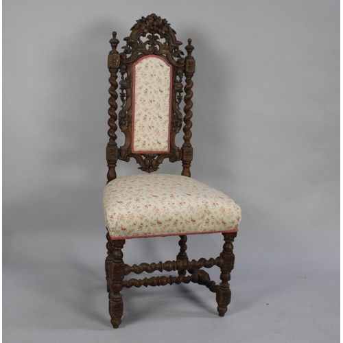 514 - A 19th Century Victorian Side Chair with Ornate Carved Back and Supports