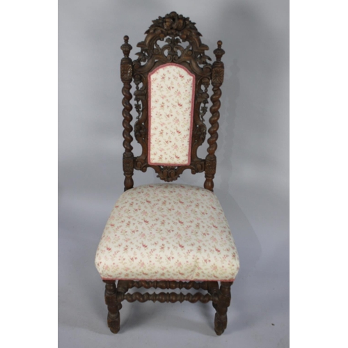 514 - A 19th Century Victorian Side Chair with Ornate Carved Back and Supports