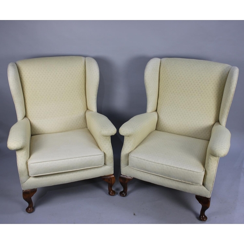 518 - A Pair of Mid 20th Century Wing Armchairs