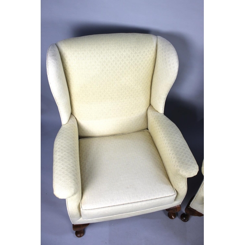 518 - A Pair of Mid 20th Century Wing Armchairs