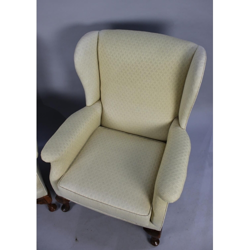 518 - A Pair of Mid 20th Century Wing Armchairs