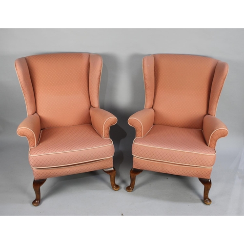 519 - A Pair of Mid 20th Century Wing Armchairs