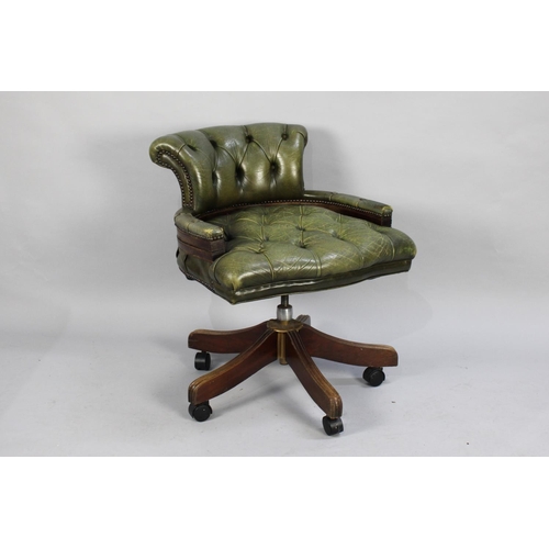 520 - A Late 20th Century Faux Leather Button Upholstered Desk Chair, Condition issues