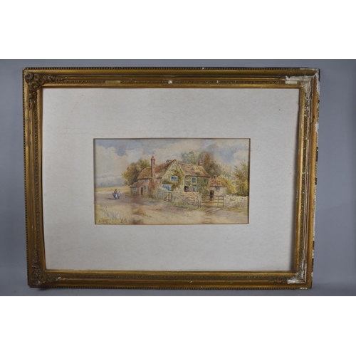 522 - A Gilt Framed but Unglazed Watercolour, Country Cottage Scene with Mother and Child, Signed E Stanle... 