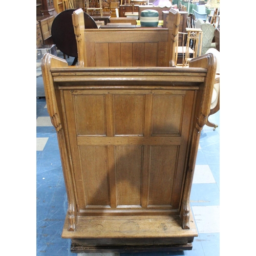 526 - A Late 19th/Early 20th Century Oak Church Pew and Lectern Complete with Kneeling Stool Mounted on Wh... 