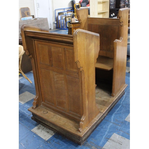 527 - A Late 19th/Early 20th Century Oak Church Pew and Lectern Complete with Kneeling Stool Mounted on Wh... 