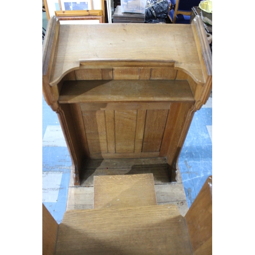 527 - A Late 19th/Early 20th Century Oak Church Pew and Lectern Complete with Kneeling Stool Mounted on Wh... 