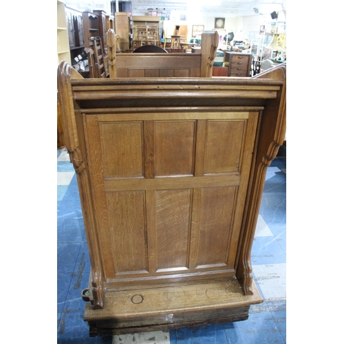 527 - A Late 19th/Early 20th Century Oak Church Pew and Lectern Complete with Kneeling Stool Mounted on Wh... 