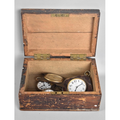 8 - A Collection of Two Travel Clocks, Three Pocket Watches and a Watch Chain