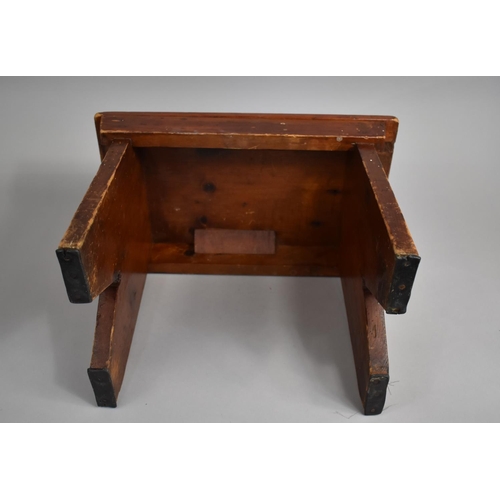 10 - A Stained Pine Rustic Rectangular Topped Stool, 40cms by 23cms by 32cms High