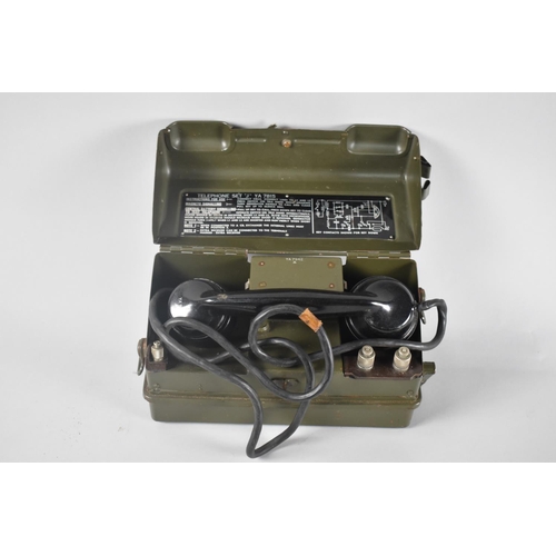 109 - A Mid 20th Century Military Field Telephone Set 'J' Number YA7815 with War Department Crows Foot, 27... 