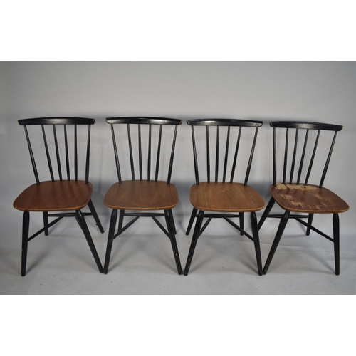 452 - A Set of Four 1970's Spindle Back Dining Chairs