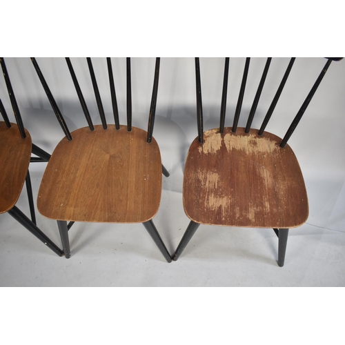 452 - A Set of Four 1970's Spindle Back Dining Chairs