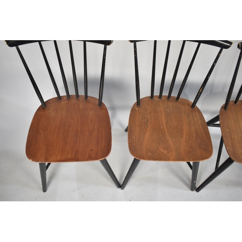 452 - A Set of Four 1970's Spindle Back Dining Chairs