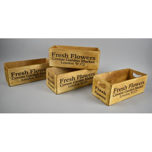 63 - A Set of Four Small Rectangular Wooden Boxes Inscribed 