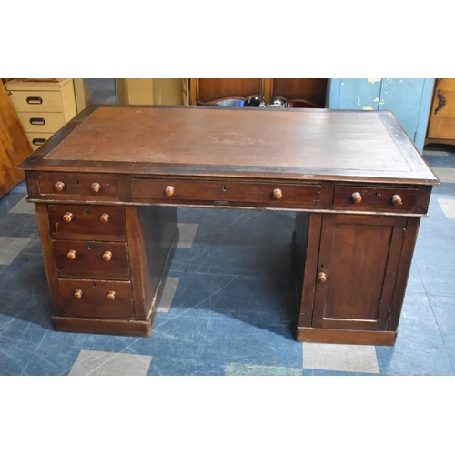 68 - An Edwardian Kneehole Partners Desk with inset Leather Writing Surface, Three Top Drawers over Two B... 