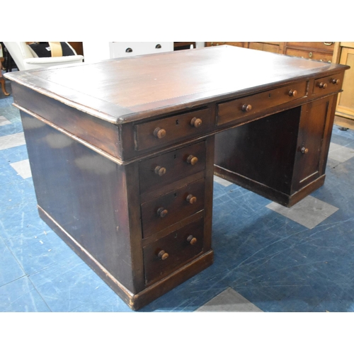 68 - An Edwardian Kneehole Partners Desk with inset Leather Writing Surface, Three Top Drawers over Two B... 